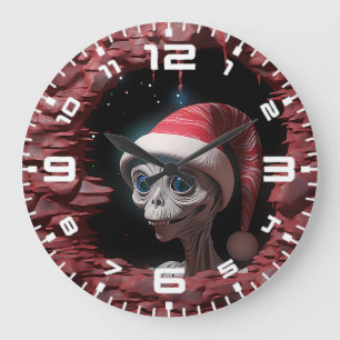 3D Weihnachts-Mars Alien Große Wanduhr