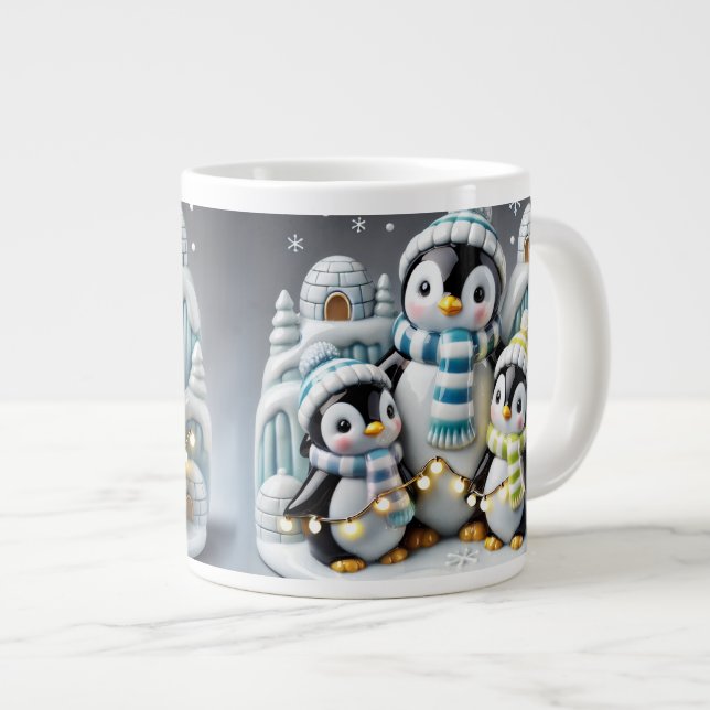 3D Weihnachts-Tasse Weihnachten Penguin Jumbo-Tasse (Vorderseite Rechts)