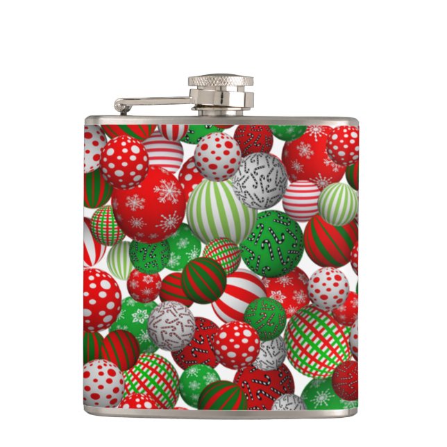 3D Weihnachtsbälle Flachmann (Vorderseite)