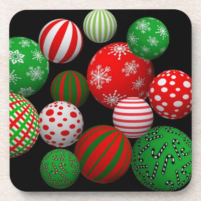 3D Weihnachtsbälle Getränkeuntersetzer (Vorderseite)