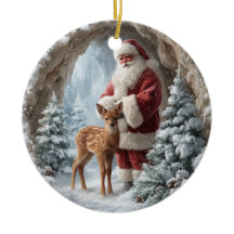 3D-Weihnachtsbaumanhänger aus Keramik mit Santa un