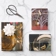 3D-Weihnachtsbaumholz-Wrapping Paper Flat Sheet-Se