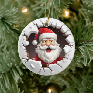 3D Weihnachtsmann Jolly Santa Christmas Keramik Ornament