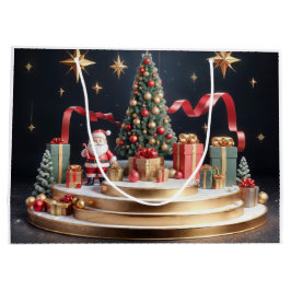 3D Weihnachtspool mit Weihnachtsbaum und Weihnacht Große Geschenktüte