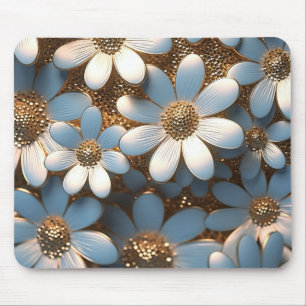 3D Weiß und Gold Daisy Mousepad