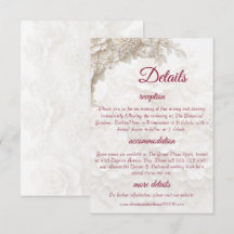 3D Weiße Florale Bordeauxrote Hochzeitsdetails Inf