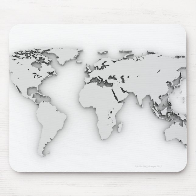 3D-Weltkarte, computergeneriertes Bild Mousepad (Vorne)