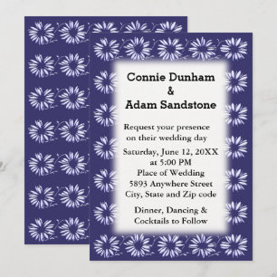 3D White Daisies Muster Lapis Blue Wedding Einladu Einladung