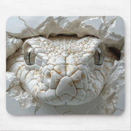 3D White King Cobra Snake Portrait Mouse Pad Mousepad