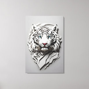 3D White Tiger Art Leinwanddruck