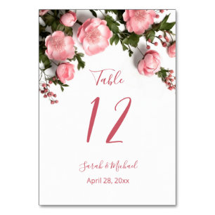 3D Wilde Rosen Weiße Hochzeit   Tischnummer