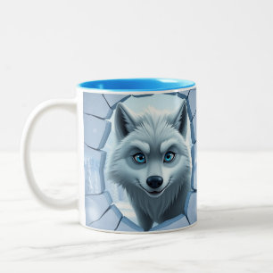3D Wolf Loch in der Wand Mug Wrap Design Zweifarbige Tasse