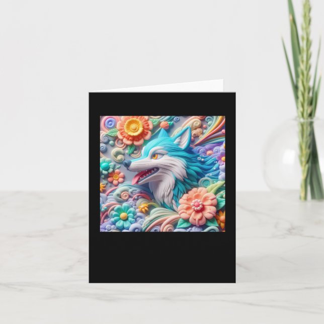 3d Wolf Sticker Karte (Vorderseite)