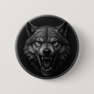 3D-Wolfskopf-Silber-Medaillon-Style-Knopf Button