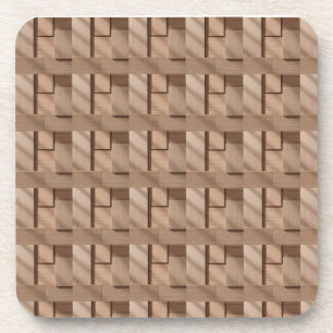 3D Wooden Block Pattern with Light Brown Getränkeuntersetzer