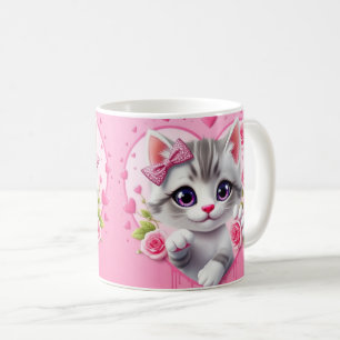 3d-Wrapper für niedliche Katzenwickler-Tasse Kaffeetasse