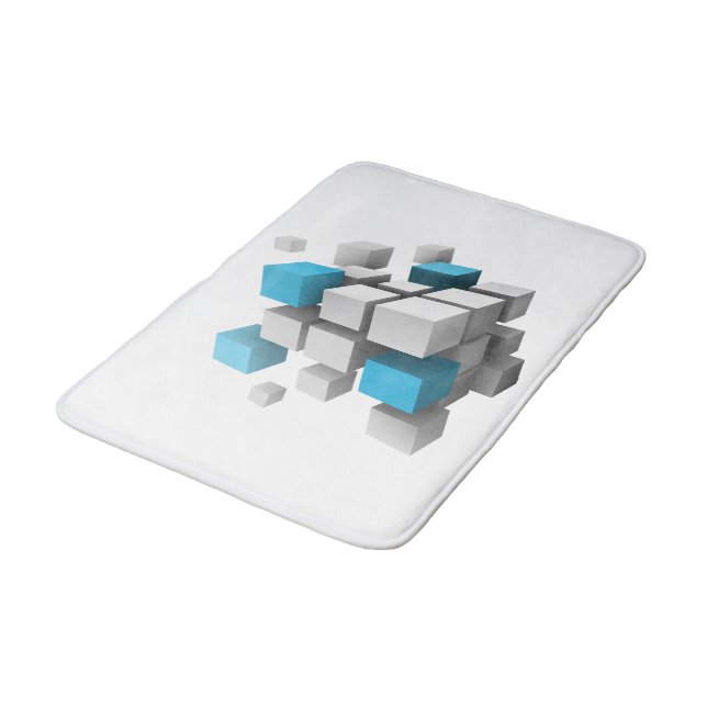 3D-Würfel von SlipperyJoe Badematte (Schrägansicht)
