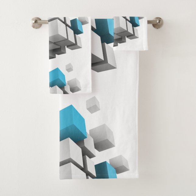 3D-Würfel von SlipperyJoe Badhandtuch Set (Insitu)