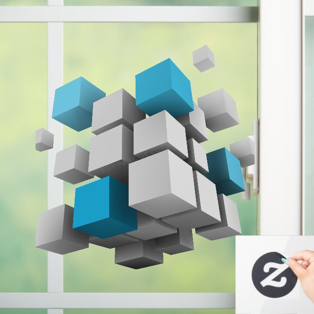 3D-Würfel von SlipperyJoe Fensteraufkleber (Zuhause)