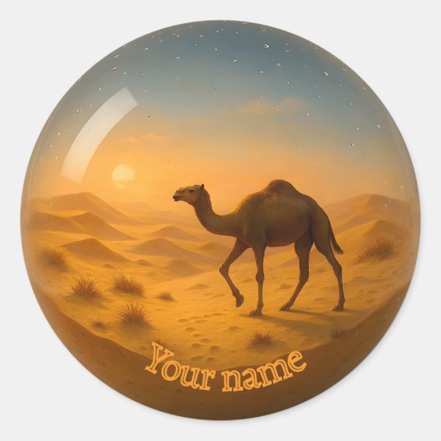 3D-Wüste-Camel-Glasscherben Runder Aufkleber (Vorderseite)