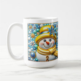 3D Yellow Christmas Snowman  Kaffeetasse