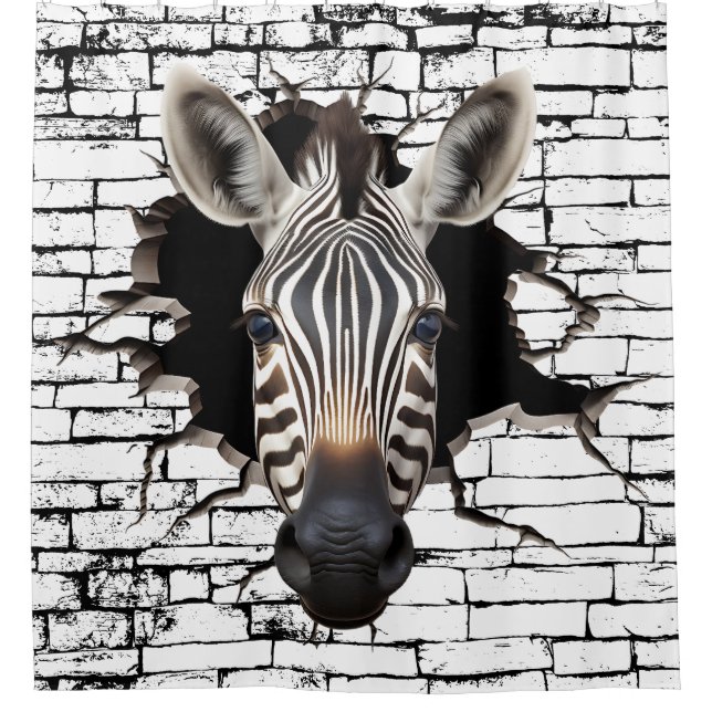 3D Zebra Wall Break - The Restaurant Duschvorhang (Vorderseite)
