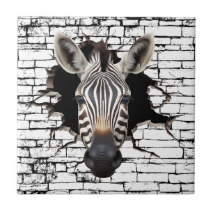3D-Zebra-Wandbruch-Kunst – Realistischer Safari Fliese
