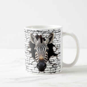 3D-Zebra-Wandbruch-Kunst – Realistischer Safari Kaffeetasse