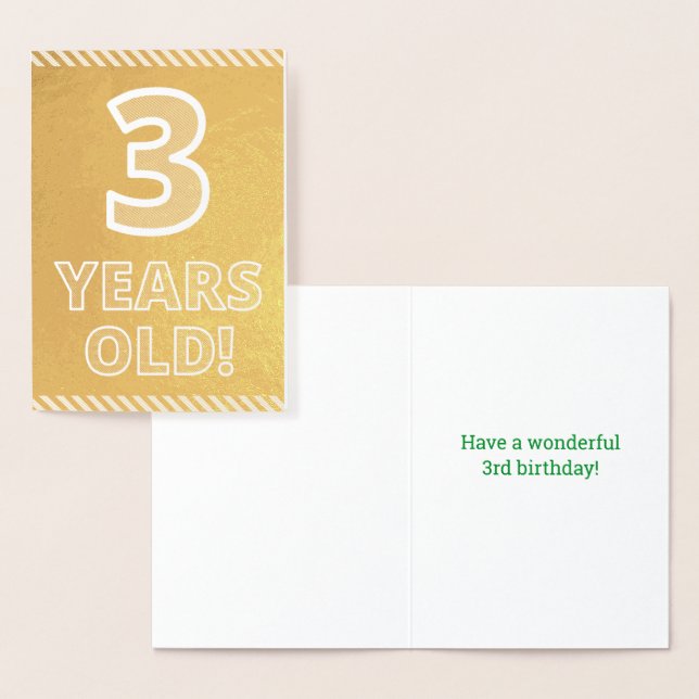 3e anniversaire - Audacieux "3 ans !" Carte Gold F (Affichage)
