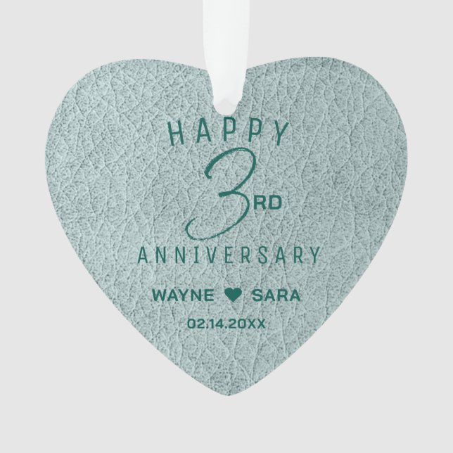 3e anniversaire du Mariage en cuir Aqua (devant)