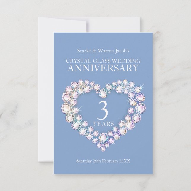 3e anniversaire mariage coeur de fête RSVP (Dos)