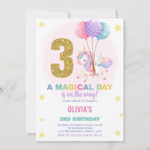 3e anniversaire Unicorn Anniversaire Invitations
