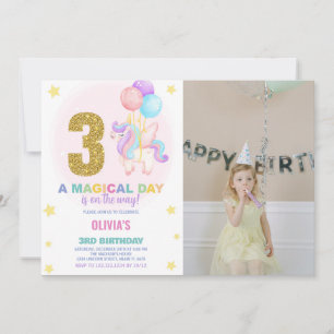 3e anniversaire Unicorn Anniversaire Invitations p