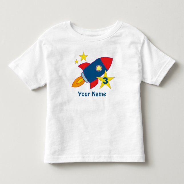 3e Bateau à fusée anniversaire T-shirt personnalis (Devant)