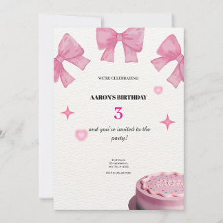 3e Invitation d'anniversaire - Pièce mignonne et p