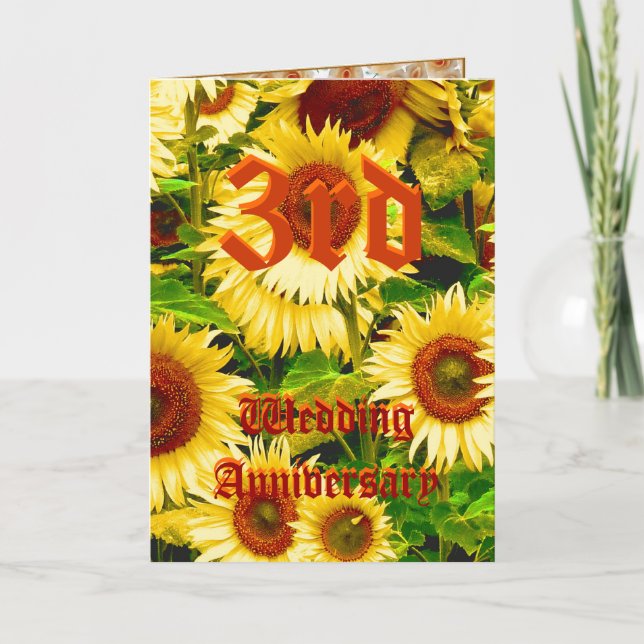 3e mariage carte anniversaire - Tournesol (Devant)