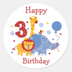 3ème autocollant de coutume d'anniversaire de