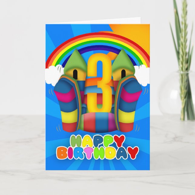 3ème Carte d'anniversaire avec le château plein (Devant)