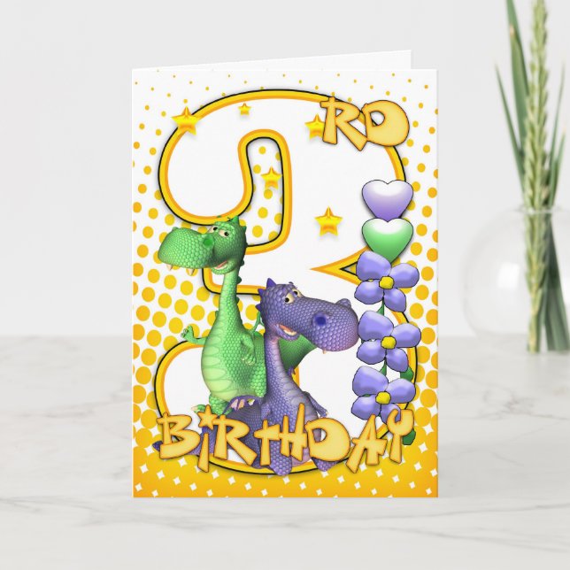 3ème carte d'anniversaire de jumeaux - petits (Devant)