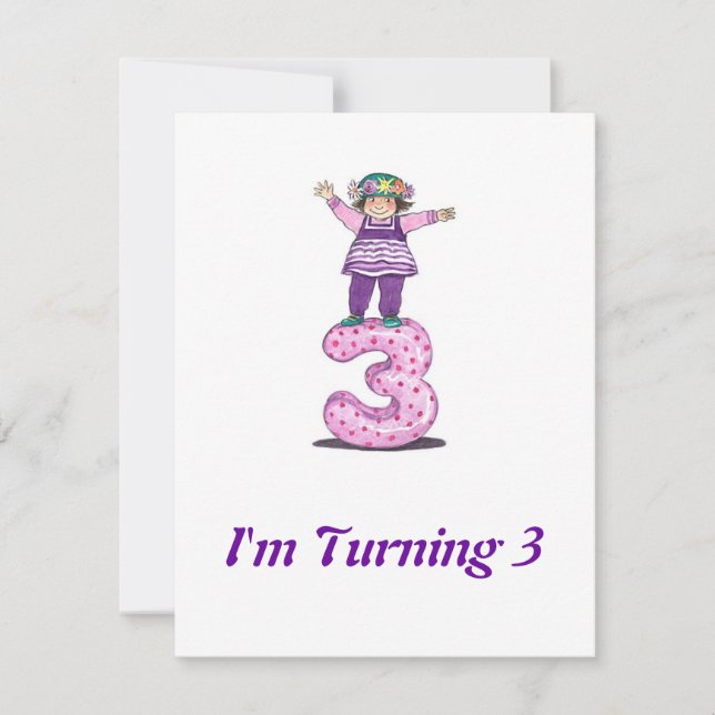 3ème Invitation d'anniversaire de filles (Devant)