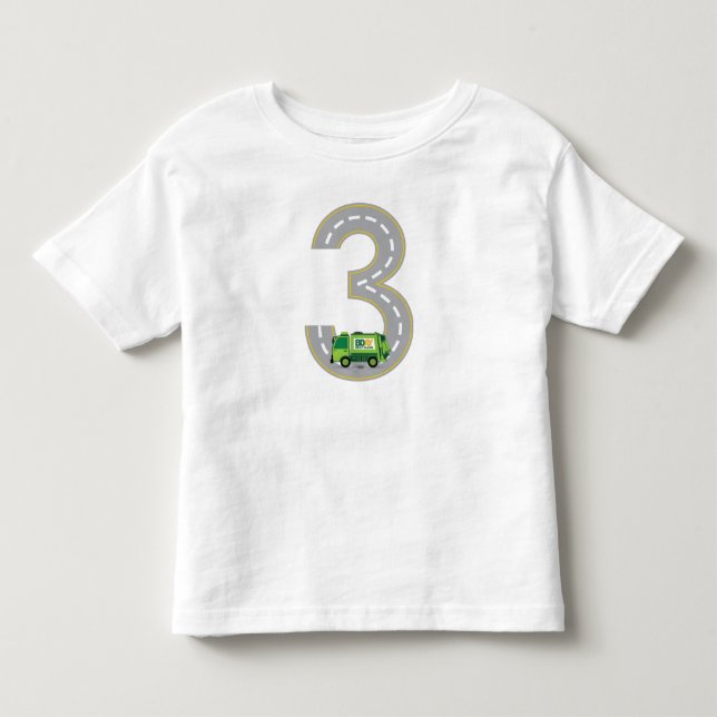 3ème T-shirt de camion à ordures d'anniversaire (Devant)