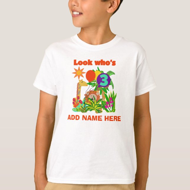 3ème T-shirt personnalisé d'anniversaire de safari (Devant)