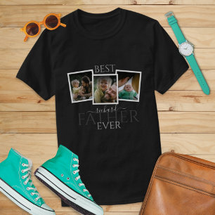 3er Foto Collage Papa Familie unvergesslicher Vate T-Shirt