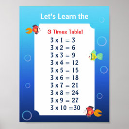 3er-Reihe Poster für Kinder | Ozean-Mathe