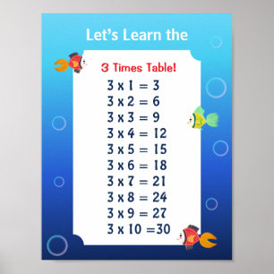 3er-Reihe Poster für Kinder Ozean-Mathe