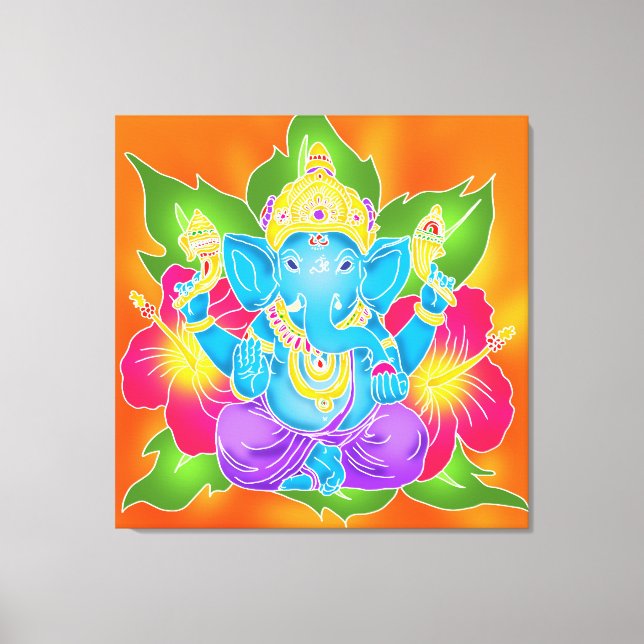 3FT x 3FT GANESH WALL GRAPHIC Batik Canvas Print Leinwanddruck (Vorderseite)