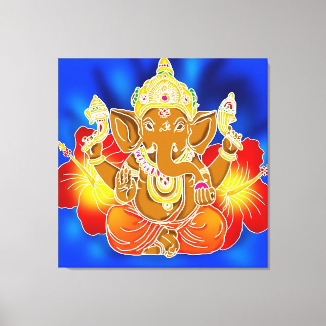 3FT x 3FT GANESH WALL GRAPHIC Batik Canvas Print Leinwanddruck (Vorderseite)