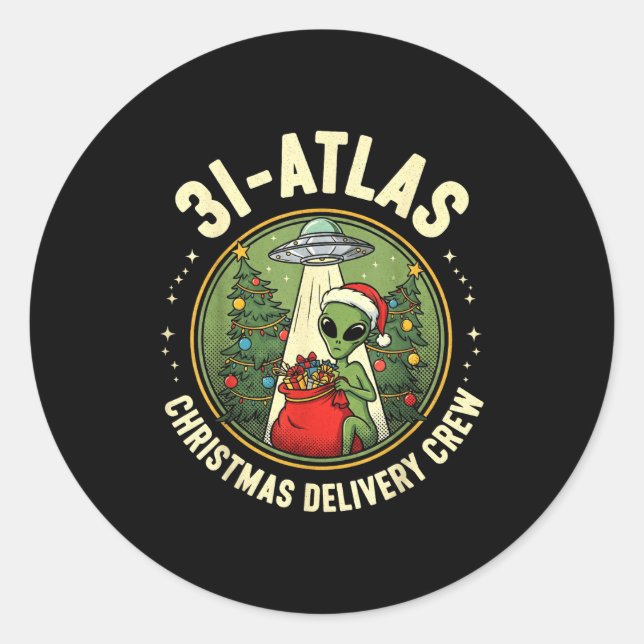 3i_atlas Christmas Delivery Crew Alien Santa Space Runder Aufkleber (Vorderseite)