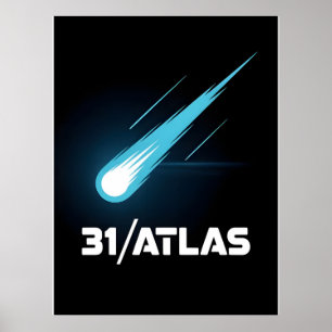 3I Atlas Glitch Style Sci-Fi Retro Weltraum Lustig Poster