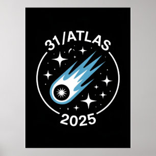 3I Atlas Glitch Style Sci-Fi Retro Weltraum Lustig Poster